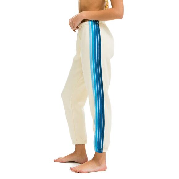 Aviator Nation 5 Stripe Sweatpants in Vintage White Blue Size S - Picture 1 of 8